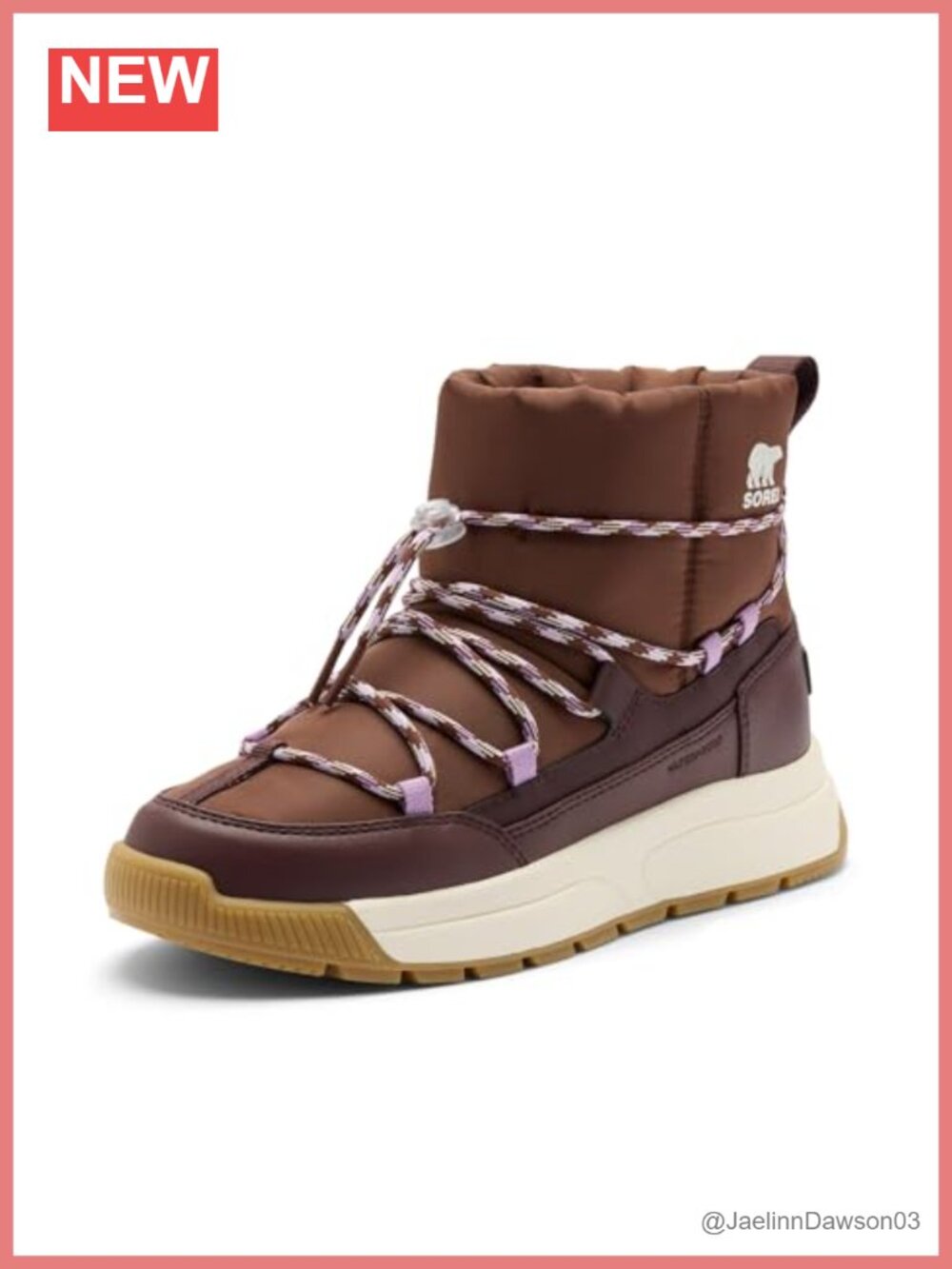 Women's Waterproof Slip-On Winter Snow Boots with Toggle Lacing, Microfleece